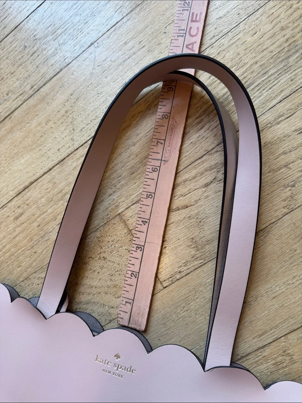 kate spade pale pink scallop-edge leather tote